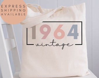 60th Birthday Tote Bag, Vintage 1964 Tote Bag, 60th Birthday Gifts For Women, 60th Birthday Gift For Men, 60th Birthday Friend,60th Birthday