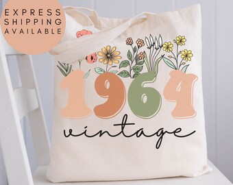 60th Birthday Tote Bag, Vintage 1964 Tote Bag, 60th Birthday Gifts For Women, 60th Birthday Gift For Men, 60th Birthday Friend,60th Birthday
