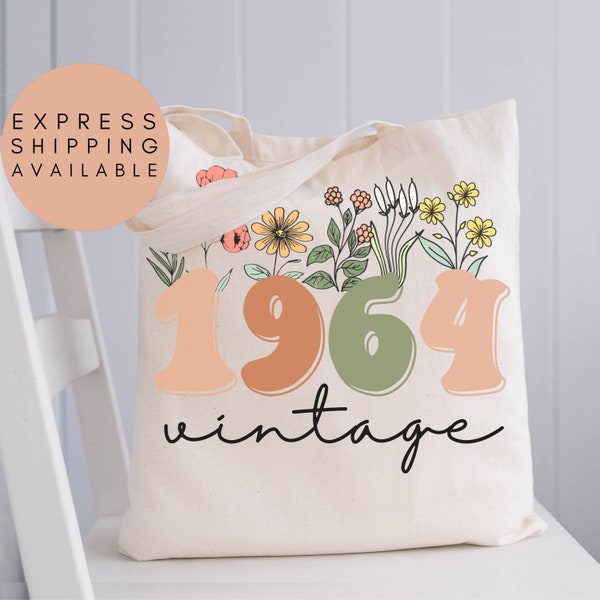 60th Birthday Tote Bag, Vintage 1964 Tote Bag, 60th Birthday Gifts For Women, 60th Birthday Gift For Men, 60th Birthday Friend,60th Birthday