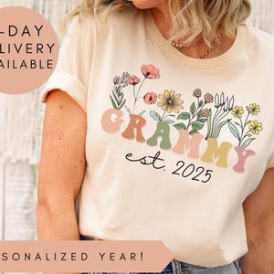 Grammy Shirt,Personalized Grammy Wildflowers Shirt,Grammy Est 2025,Pregnancy Announcement,Custom Grammy Shirt,Mothers Day Gift,Grammy Gift