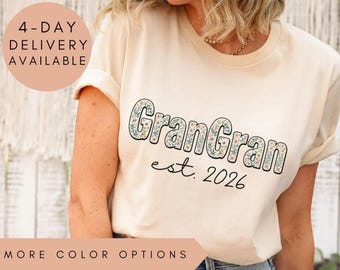 Gran Gran Shirt, Personalized Gran Shirt, Grandma Est 2026, Pregnancy Announcement, Custom Grandma Shirt,Gran Gran Gift, Gran Gran custom