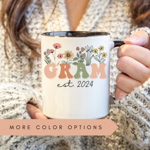 Gram Mug, Personalized Gram Wildflowers Mug, Gram Est 2024, Pregnancy Announcement, New Gram Mug, Mother's Day Gram Gifts, Future Gram gift
