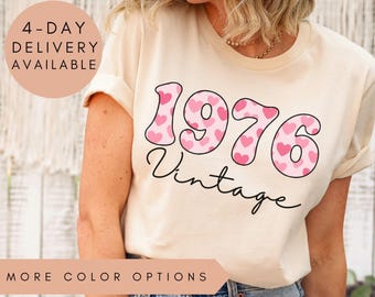 Vintage 1976 Vintage Hearts Vintage Shirt, 1976 Vintage Hearts Vintage T-Shirt, 1976 Vintage Hearts Vintage Tee, Heart Pattern Vintage Shirt
