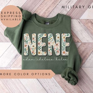 Nene Sweatshirt With Names, Personalized Nene Wildflowers Sweatshirt, Grandkids Names Sweater, Nene Crewneck,Mother&#39;s Day Gift, Nene Gift