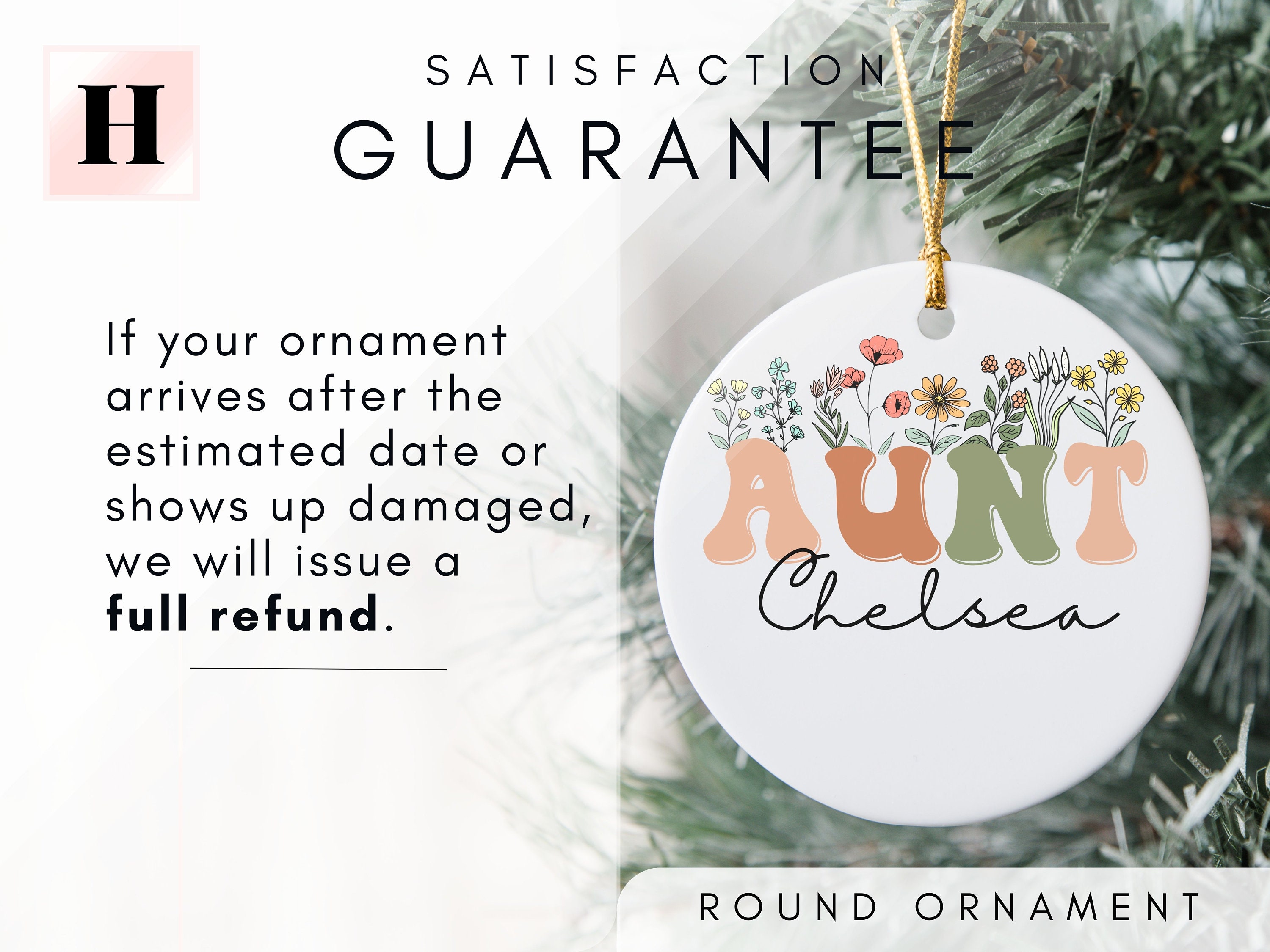 Personalized Wildflowers Aunt Ornament for Aunt Christmas Ornament With ...