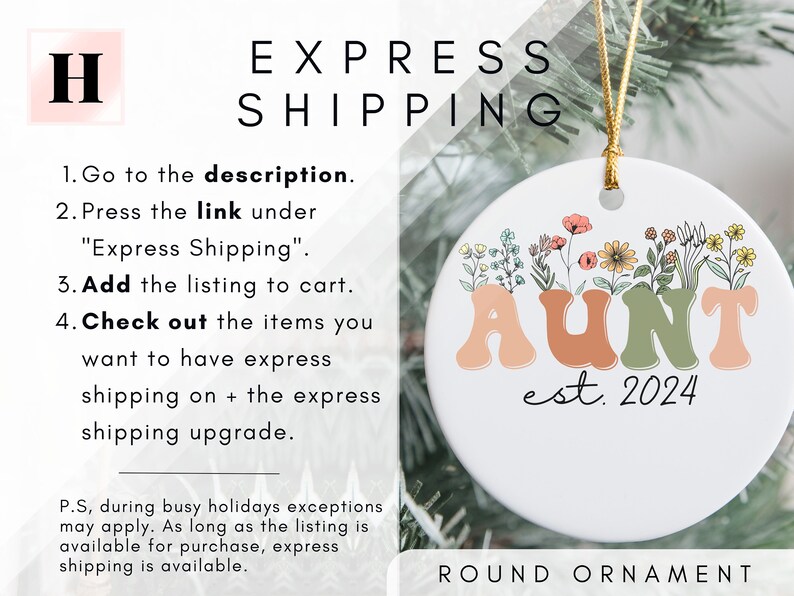 Personalized Wildflowers Aunt Christmas Ornament for New Aunt Ornament ...