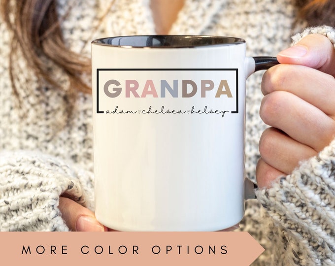 Grandpa Mug With Grandkids Names, Personalized Grandpa Mug,Grandkids Names Mug,Custom Grandpa Coffee Mug,Father's Day Gift for Grandpa Gifts