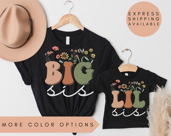 Big Sister Shirts, Little Sister Shirts, Matching Sister Shirts, Big Sis Lil Sis Wildflower Shirts, Big Sis T-Shirt, Lil Sis T-Shirt