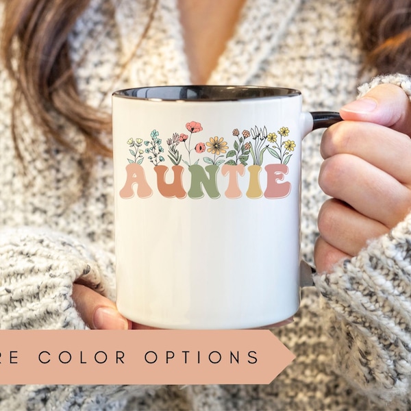 Auntie Mug, Auntie Wildflower Mug, Auntie Coffee Mug, Gift For Auntie, Mothers Day Gift For Auntie Gifts, Auntie Cup, Pregnancy Announcement