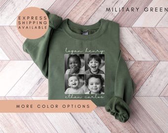 Custom Photo Sweatshirt, Family Picture Shirt, Family Photo Shirt, Custom Name Shirt,Family Reunion Shirts,Custom Grandma Sweatshirt