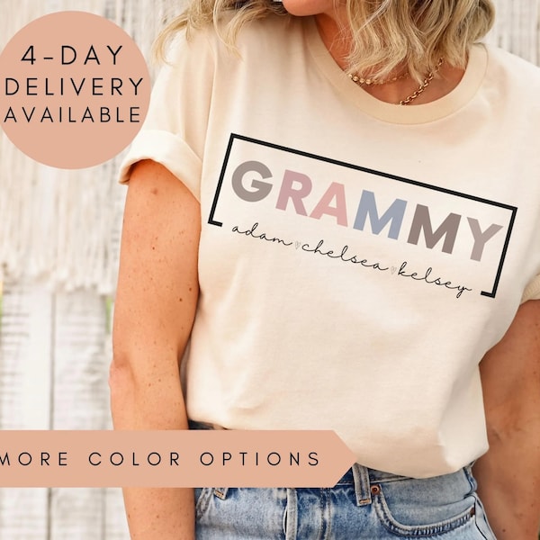 Camiseta de la abuela con nombres de nietos, camiseta personalizada de la abuela, camiseta con nombres de nietos, camiseta personalizada de la abuela, regalo para el Día de la Madre de la abuela.