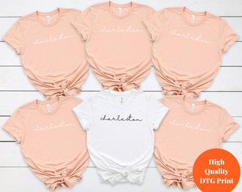Minimalist Charleston Bachelorette Party Shirts, Charleston Bride, Charleston Girl's Trip ,Charleston Girl's Weekend, Bach Party Shirts