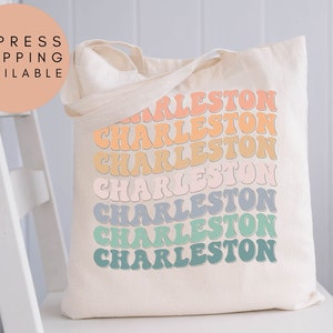 Groovy Charleston Bachelorette Party Tote Bags, Charleston Bride, Charleston Girl&#39;s Trip, Charleston Girl&#39;s Weekend,Vintage Charleston Totes