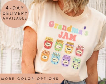 Funny Grandma Shirt, Custom Grandma names shirt, Personalized Grandma Tshirt, Grandma Birthday tee, Grandma Appreciation Tee, Jam Jar Shirt