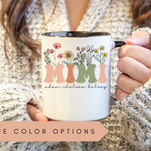 Mimi Mug With Grandkids Names, Personalized Mimi Wildflowers Mug,Grandkids Names Mug,Custom Grandma Coffee Mug,Mother's Day Gift,Mimi Gift