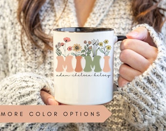 Mimi Mug With Grandkids Names, Personalized Mimi Wildflowers Mug,Grandkids Names Mug,Custom Grandma Coffee Mug,Mother's Day Gift,Mimi Gift