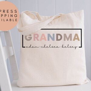 Grandma Tote Bag With Grandkids Names, Grandma Gift,Personalized Grandma Tote Bag,Grandkids Names Tote,Custom Grandma Tote Bag,Grandma Gifts