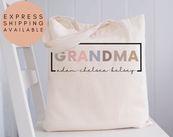 Grandma Tote Bag With Grandkids Names, Grandma Gift,Personalized Grandma Tote Bag,Grandkids Names Tote,Custom Grandma Tote Bag,Grandma Gifts