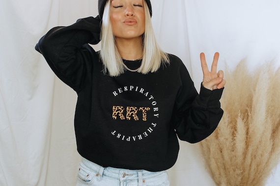 Leopard Respiratory Therapist Crewneck Sweatshirt Shirts Pulmonologist Gift RT Life Pulmonology Shirt RT Shirt, Respiratory Therapy OK Covid
