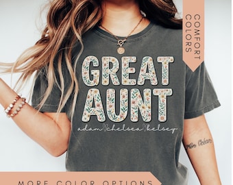 Great Aunt Shirt With Kids Names,Personalized Great Aunt Shirt,Kids Names Shirt, Custom Aunt Shirt, Great Aunt tshirt, Great Aunt Shirt