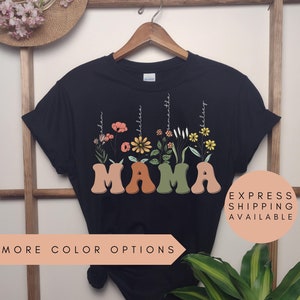 Personalized Mama Shirt With Names,Custom Mom Shirt, Mommy Shirt, Wildflowers Mom Shirt, Mother&#39;s Day Gift, Mom Life Shirt, Girl Mama Shirt