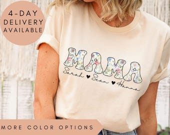 Floral Mama Shirt, Personalized Mama Tee, Mama T-Shirt, Custom Mama Shirt, Motherhood Shirt, Mama T Shirt, Mama Tshirt, Custom Mother Shirt