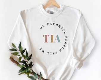 Custom Tia Crewneck Leopard Tia Sweatshirt Personalized Tia Sweater Mother's Day Sweater Tia Shirt Tia Gifts Grandkids Names Sweater