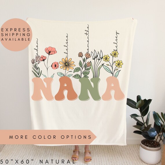 Nana blanket with grandkids names sale