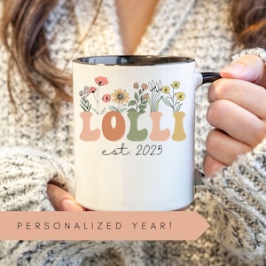 Lolli Mug, Personalized Lolli Wildflowers Mug,Lolli Est 2025,Pregnancy Announcement,New Lolli Mug,Mother&#39;s Day Lolli Gifts,Future Lolli gift