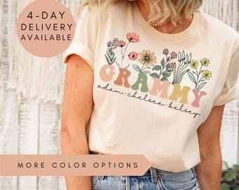 Grammy Shirt With Grandkids Names,Personalized Grammy Wildflowers Shirt,Grandkids Names Shirt,Custom Grammy Shirt,Mothers Day Grammy Gift
