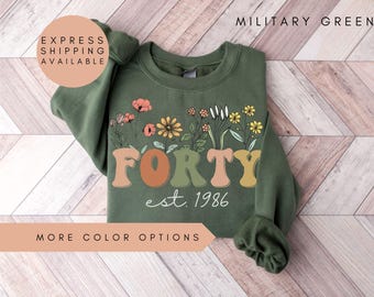 40th Birthday Sweatshirt, Vintage 1986 Sweatshirt, 40th Birthday Gifts For Women, 1986 Hoodie, 40th Birthday Friend, 40th Birthday Gift