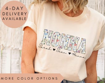 Nonna Shirt With Grandkids Names,Personalized Nonna Wildflowers Shirt,Grandkids Names Shirt,Custom Grandma Shirt,Mother's Day Nonna Gift