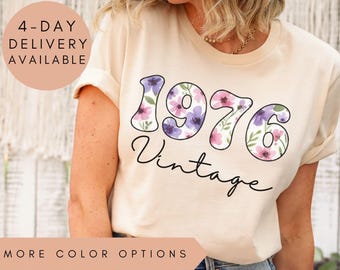 Floral 1976 Vintage Aquarelle Shirt, 1976 Aquarelle T-Shirt, 1976 Vintage Tee, Aquarelle 1976 Tshirt, 1976 Shirt, 1976 Aquarelle Shirt