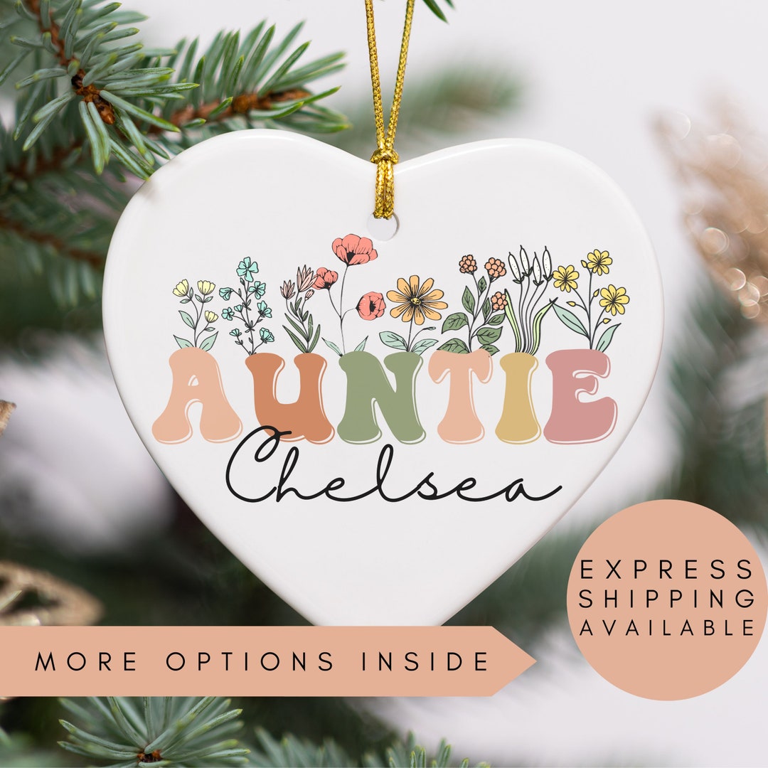 Personalized Wildflowers Auntie Ornament for Aunt Christmas Ornament ...