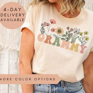 Camiseta Grammy, Camiseta Grammy Wildflowers, Camiseta Grammy, Camiseta Grammy, Camisetas Grammy, Regalo del Día de la Madre para la Abuela, Camiseta personalizada para la abuela