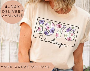 Floral 1976 Vintage Aquarelle 1976 Shirt, 1976 Aquarelle Tee, 1976 Birthday Gift Tshirt, 1976 Aquarelle T-Shirt, 1976 Aquarelle Shirt