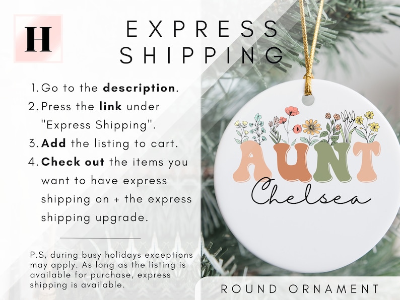 Personalized Wildflowers Aunt Ornament for Aunt Christmas Ornament With ...