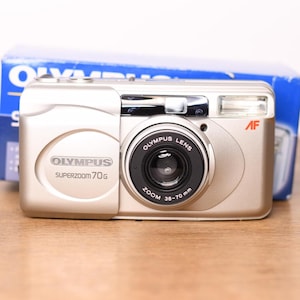 Olympus Superzoom 70g - Infinity Zoom 70 - Sikta och skjut - analog kamera i låda - som ny - vintage