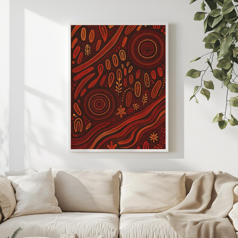 Aboriginal Inspired Wall Art Printable Abstract Tribal Boho Décor With ...