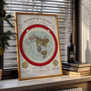 Gleason’s New Standard World Map Print (1892) | Vintage Flat Earth Map Poster | Antique Map Wall Art | A3 & A2 Sizes | Historical Cartograph