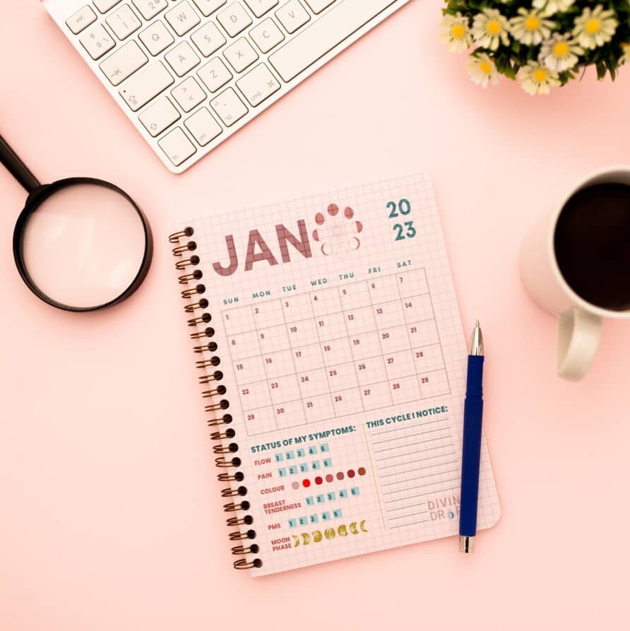 Period Tracker Printable Digital Period Journal Year Cycle Calendar PDF