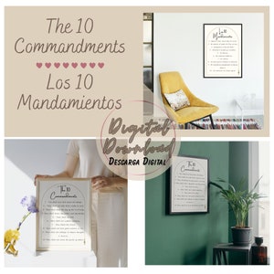 Los 10 Mandamientos, oraciones digitales, oraciones tanto en español como en inglés, regalos religiosos, regalos cristianos, regalos católicos, oraciones