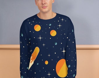 Outer Space Inspired Design | Premium All Over Print Unisex Sweatshirt | Adult Pullover | Relaxed Fit | Vintage Look | Space Artwork