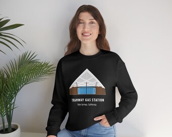 Tramway Gas Station MOD-icon Print | Womens Premium Sweatshirt | Palm Springs Visitor Center | Cotton Crewneck | Minimalist House Drawing