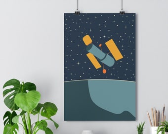 Hubble Telescope Poster: Minimalist Space Art, MCM Print