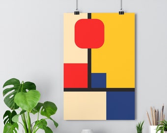 Bauhaus Inspired Poster: Minimalist Mondrian Art Print