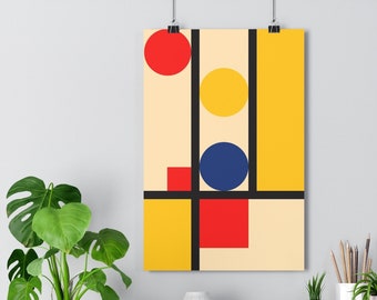 Bauhaus Poster: Minimalist Mondrian Art Print, MCM Decor