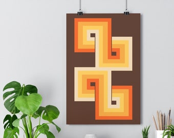 1970s Space Age Poster: Minimalist Earth Tone Squares Art Print