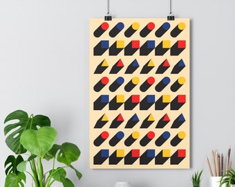 Bauhaus Poster: Minimalist Geometric Shapes, Archival Matte Print