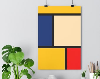 Mondrian Grid Poster Print: Bauhaus Inspired Wall Art, Minimalist Decor